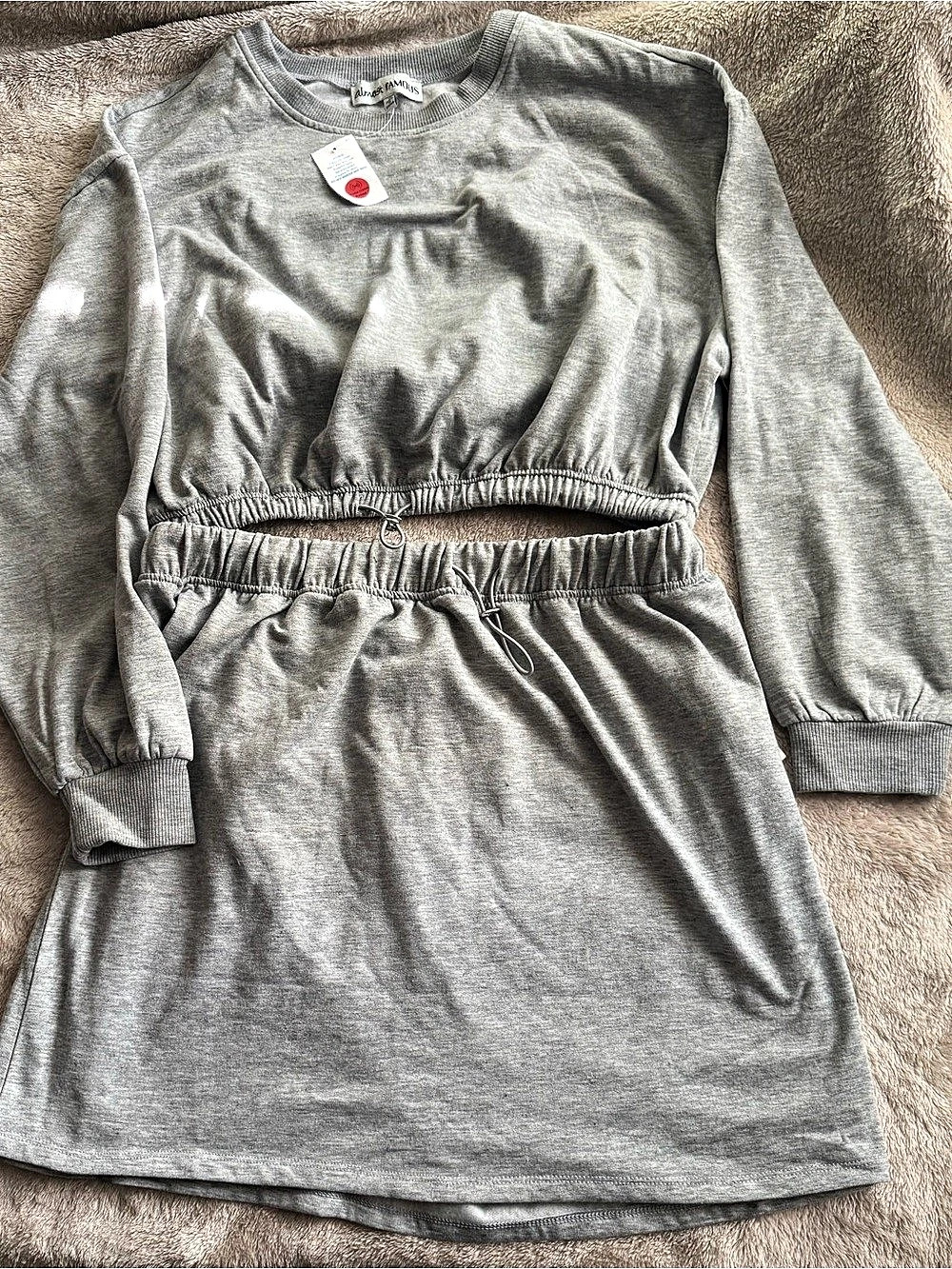Almost Famous Girls 1X Gray Long Sleeve Dress NWT
